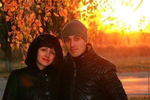 На фоне заката